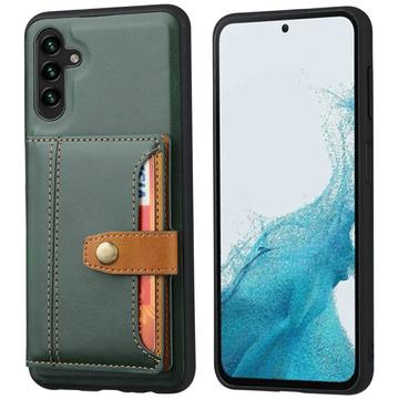 Samsung Galaxy S25 Retro Style Kotelo Lompakolla - Vihreä