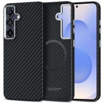 Samsung Galaxy S25 Tech-Protect Ion Carbon muovikotelo - MagSafe-yhteensopiva - musta / hopea