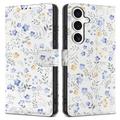 Samsung Galaxy S25 Tech-Protect lompakkokotelo magneetilla ja jalustalla - Kevään Kukat