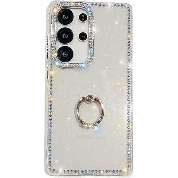 Samsung Galaxy S25 Ultra CrystalGlow Hybridikotelo sormuksen pidikkeellä - läpinäkyvä