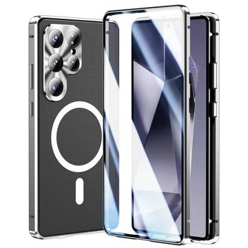 Samsung Galaxy S25 Ultra magneettinen suojakotelo, jossa on karkaistu suojalasi - MagSafe-yhteensopiva - hopea