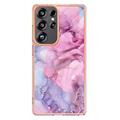 Samsung Galaxy S25 Ultra Marble Pattern Galvanoitu TPU-Suojakotelo - Sininen / Pinkki