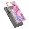 Samsung Galaxy S25 Ultra Marble Pattern Galvanoitu TPU-Suojakotelo - Sininen / Pinkki