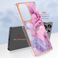 Samsung Galaxy S25 Ultra Marble Pattern Galvanoitu TPU-Suojakotelo - Sininen / Pinkki