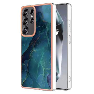 Samsung Galaxy S25 Ultra Marble Pattern Galvanoitu TPU-Suojakotelo - Vihreä