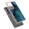 Samsung Galaxy S25 Ultra Marble Pattern Galvanoitu TPU-Suojakotelo - Vihreä