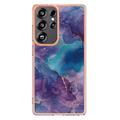 Samsung Galaxy S25 Ultra Marble Pattern Galvanoitu TPU-Suojakotelo - Violetti / Sininen
