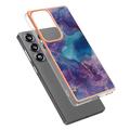 Samsung Galaxy S25 Ultra Marble Pattern Galvanoitu TPU-Suojakotelo - Violetti / Sininen