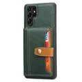 Samsung Galaxy S25 Ultra Retro Style Kotelo Lompakolla - Vihreä