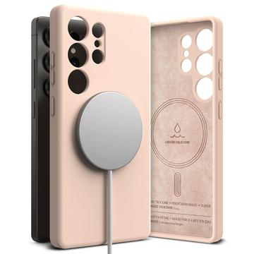 Samsung Galaxy S25 Ultra Ringke Liquid Silicone MagSafe Kotelo - Vaaleanpunaista Hiekkaa