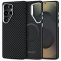 Samsung Galaxy S25 Ultra Tech-Protect Ion Carbon muovikotelo - MagSafe-yhteensopiva - musta / hopea