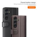 Samsung Galaxy S25 Nahkainen Lompakkokotelo Jalustalla - Ruskea