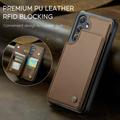 Samsung Galaxy S25+ Caseme C22 Kotelo RFID-korttilompakko - ruskea