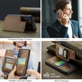 Samsung Galaxy S25+ Caseme C22 Kotelo RFID-korttilompakko - ruskea