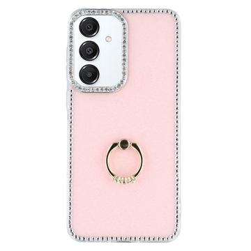 Samsung Galaxy S25+/S24+ CrystalGlow Hybridikotelo sormuksen pidikkeellä - vaaleanpunainen