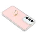 Samsung Galaxy S25+/S24+ CrystalGlow Hybridikotelo sormuksen pidikkeellä - vaaleanpunainen