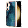 Samsung Galaxy S25+ Marble Pattern Galvanoitu TPU-Suojakotelo - Vihreä