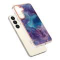 Samsung Galaxy S25+ Marble Pattern Galvanoitu TPU-Suojakotelo - Violetti / Sininen