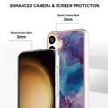 Samsung Galaxy S25+ Marble Pattern Galvanoitu TPU-Suojakotelo - Violetti / Sininen