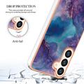 Samsung Galaxy S25+ Marble Pattern Galvanoitu TPU-Suojakotelo - Violetti / Sininen