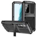 Samsung Galaxy S25+ R-Just Premium kotelo potkukiinnikkeellä ja karkaistulla lasisuojalla - musta
