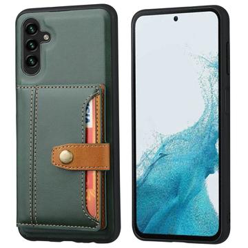 Samsung Galaxy S25+ Retro Style Kotelo Lompakolla - Vihreä