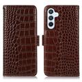 Samsung Galaxy S26 FE Crocodile Lompakkomallinen Nahkakotelo kanssa RFID - Ruskea