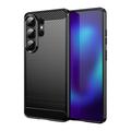 Samsung Galaxy S26 Ultra Harjattu TPU Suojakuori - Hiilikuitu - Musta