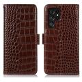 Samsung Galaxy S26 Ultra Crocodile Lompakkomallinen Nahkakotelo kanssa RFID - Ruskea