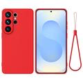 Samsung Galaxy S26 Ultra Nestemäinen silikonikotelo käsihihnalla - punainen