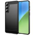 Samsung Galaxy S26+ Harjattu TPU Suojakuori - Hiilikuitu - Musta
