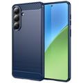 Samsung Galaxy S26+ Harjattu TPU Suojakuori - Hiilikuitu - sininen