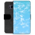 Samsung Galaxy S8 Premium Lompakkokotelo - Sininen Marmori