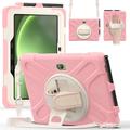 Samsung Galaxy Tab Active5 Pro Heavy Duty 360 Suojakotelo Käsihihnalla - Pinkki / Valkoinen