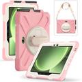 Samsung Galaxy Tab Active5 Pro Heavy Duty 360 Suojakotelo Käsihihnalla - Pinkki / Valkoinen