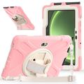 Samsung Galaxy Tab Active5 Pro Heavy Duty 360 Suojakotelo Käsihihnalla - Pinkki / Valkoinen