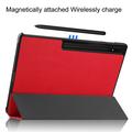 Samsung Galaxy Tab S10 Ultra Tri-Fold Sarjan Smart Lompakkokotelo - Punainen