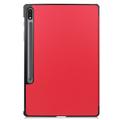 Samsung Galaxy Tab S10+ Tri-Fold Sarjan Smart Lompakkokotelo - Punainen