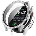 Samsung Galaxy Watch7 Koristeellinen Tekojalokivi Kotelo Panssarilasi - 44mm - Hopea