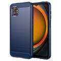 Samsung Galaxy XCover7 Pro Harjattu TPU Suojakuori - Hiilikuitu - sininen