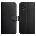 Samsung Galaxy XCover7 Pro Nahkainen Lompakkokotelo Jalustalla - Musta