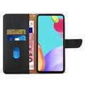 Samsung Galaxy XCover7 Pro Nahkainen Lompakkokotelo Jalustalla - Musta