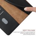 Samsung Galaxy XCover7 Pro Nahkainen Lompakkokotelo Jalustalla - Musta