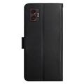 Samsung Galaxy XCover7 Pro Nahkainen Lompakkokotelo Jalustalla - Musta