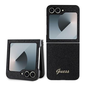 Samsung Galaxy Z Flip6 Guess Glitter Flakes Metal Logo Hybridikotelo - Musta