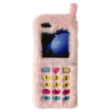 Samsung Galaxy Z Flip6 Retro-pehmokotelo, jossa kirjailtuja valintanäppäimiä - vaaleanpunainen