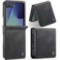 Samsung Galaxy Z Flip7 Caseme 033 vasikka tekstuuri lompakko tapauksessa RFID-sulku - musta