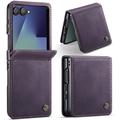 Samsung Galaxy Z Flip7 Caseme 033 vasikka tekstuuri lompakko tapauksessa RFID-sulku - violetti