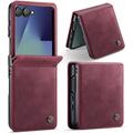Samsung Galaxy Z Flip7 Caseme 033 vasikka tekstuuri lompakko tapauksessa RFID-sulku - punainen