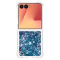Samsung Galaxy Z Flip7 Glitter Quicksand TPU kotelo - Siniset sydämet